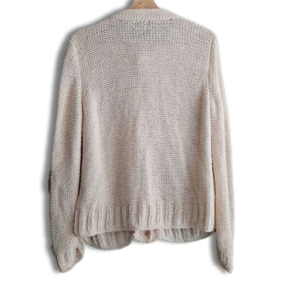 PURE HANDKNIT Chunky Knit Cardigan Sweater Cable Ivory Sz M /L - Picture 7 of 10